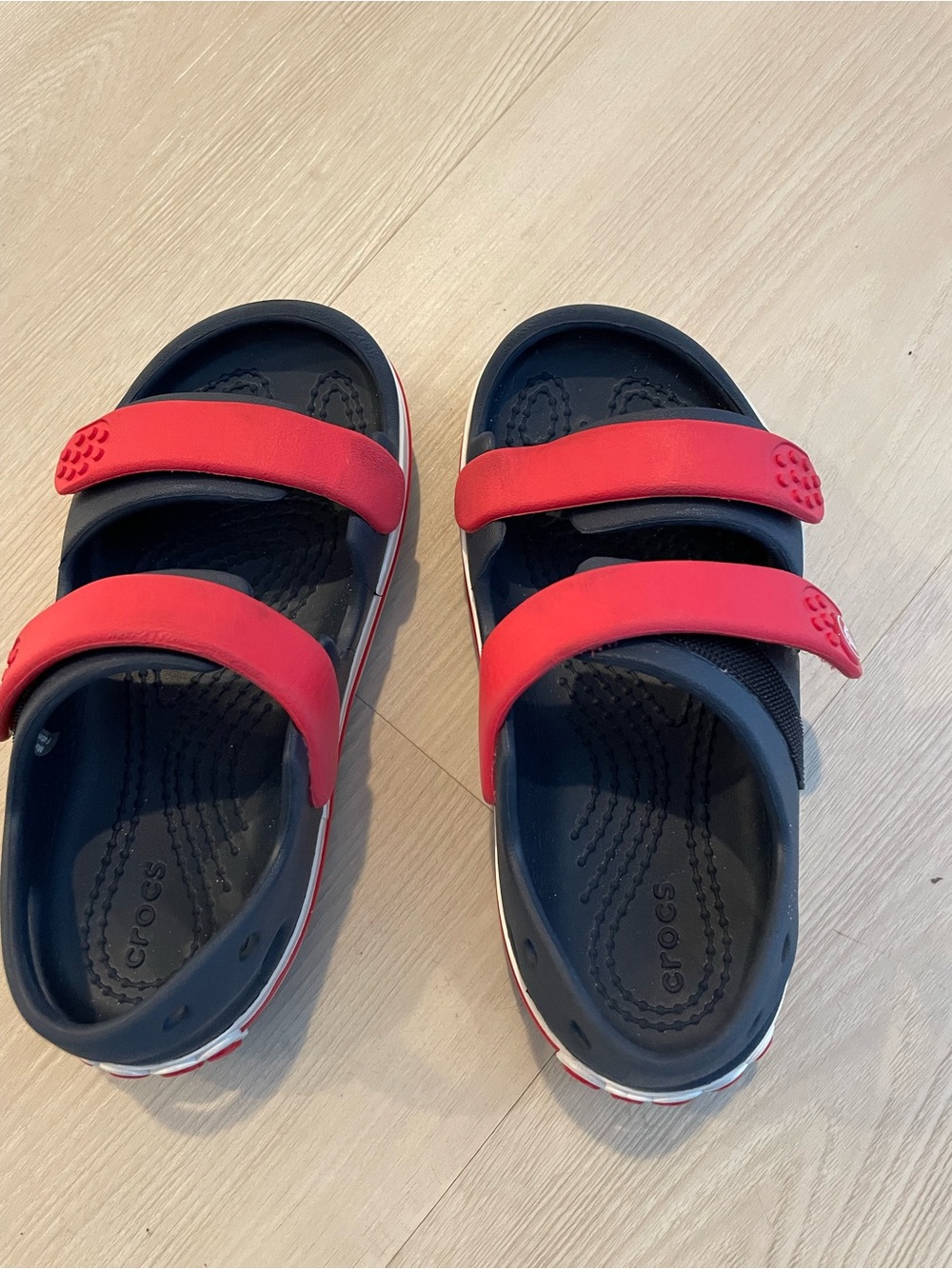 Crocs Kids Crocband Cruiser Sandal Navy Varsity Red Size 10T (Toddler)